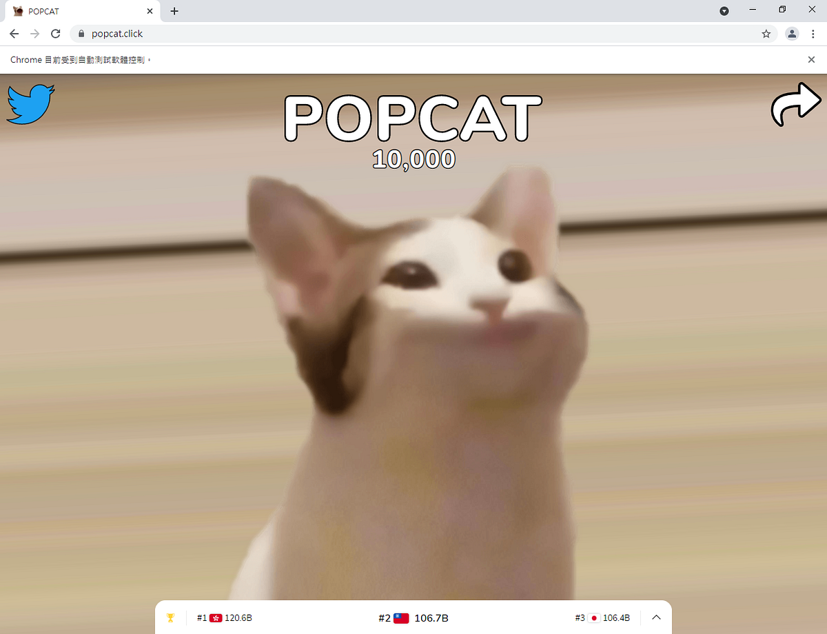 POPCAT 點擊到10000次(來源:https://popcat.click/)